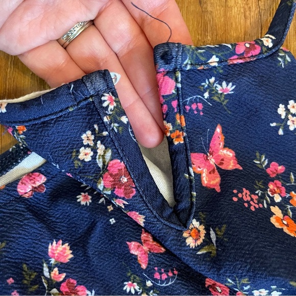 FOREVER ME Girls Floral Navy Jumper Sleeveless Elastic Waist Size 10 - Picture 8 of 8